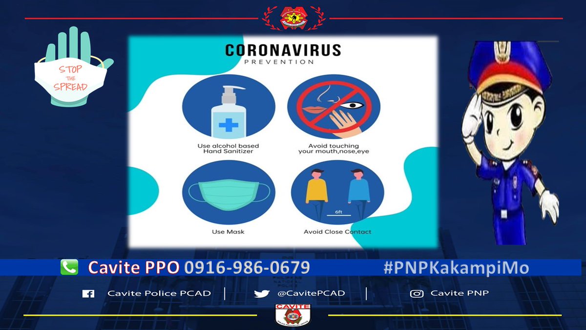 #stopCOVID   
#TeamPNP
#WeServeAndProtect
#CPNPDeboldSinas
#LetsVoltinAndFightAsOne
#TeamCALABARZON
#PNP4A
#PNPPATROLPLAN2030
<a href="/Police4a/">Regional Community Affairs & Development Div. 4A</a> <a href="/PNPhotline/">PNP Tweets</a> <a href="/TPUCav/">Cavite TPU</a> <a href="/IORC4A/">RPCRD PNP CALABARZON</a> <a href="/caviteppo/">Cavite Police Provincial Office- PIO</a> <a href="/gocavite/">gocavite</a> <a href="/cavite_pmfc/">Cavite PMFC</a>