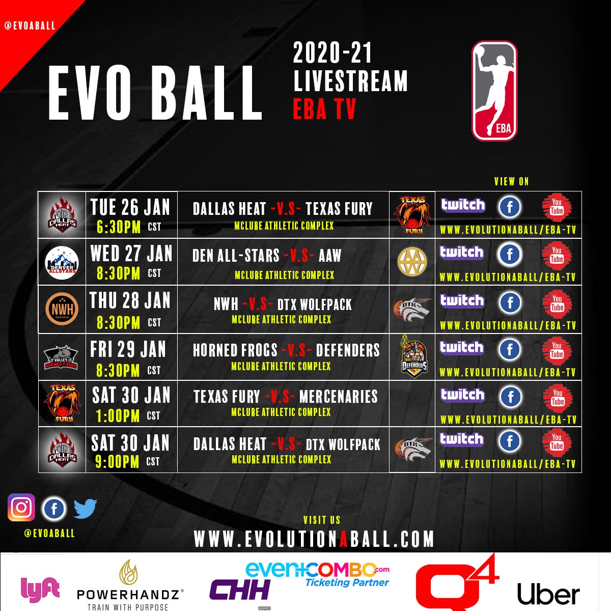 The Evo Ball schedule has dropped 📍
Mark your calendars 📆 and be sure to tune into our League livestream. #evoyourgame

#evoaball #eba #evoaballtourney #explorepage #evoball2020 #history #nbagleague #fiba #eurobasket #ebatv