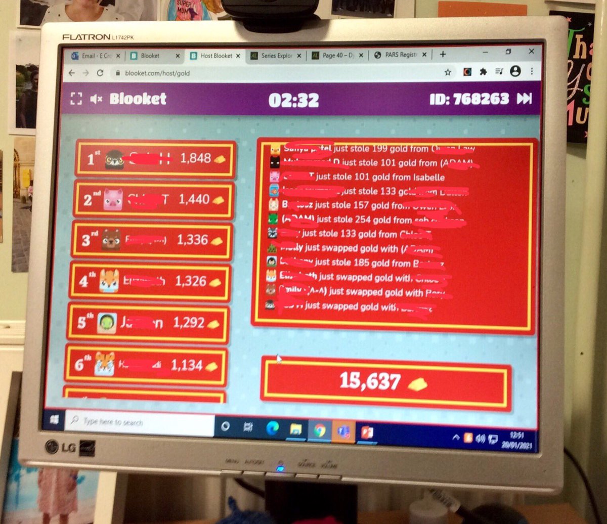 MFLOLCHS's tweet photo. More @PlayBlooket fun with year 7 yesterday and they absolutely loved stealing each other’s gold! #olchsmfl #playblooket #mfltwitterati #mflonlinelearning #remotelearning https://t.co/ybYLgUNUhv