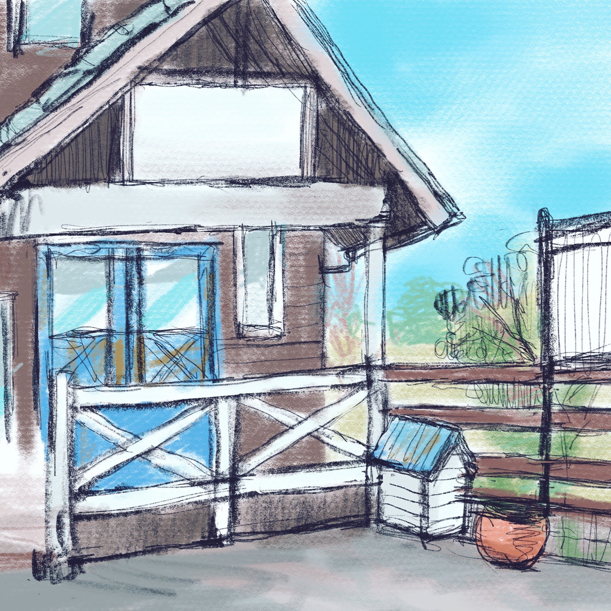 新井理玖 Rikuarai Bokuiro ハウス ログハウス イラスト T Co Sqmprvtrcc Twitter