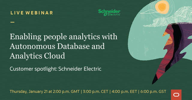 .<a href="/SchneiderSweden/">Schneider Electric</a> managed to transform the way they provide insight to the #HR organization with Oracle #Analytics Cloud &amp; Autonomous #DataWarehouse. Join this webinar to see how to support your HR business goals like retention and employee experience. bit.ly/393UPdm