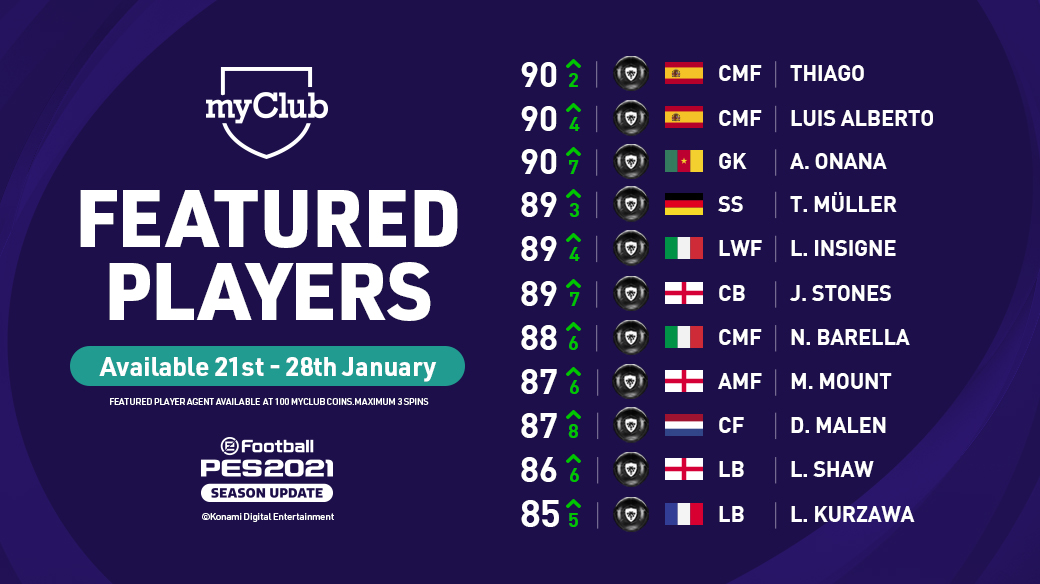 Efootball Pes Here Are This Week S Featured Players Don T Miss Out Improve Your Myclub Squads With Some New Talent Today Pes21 T Co 7jhovi0q5i