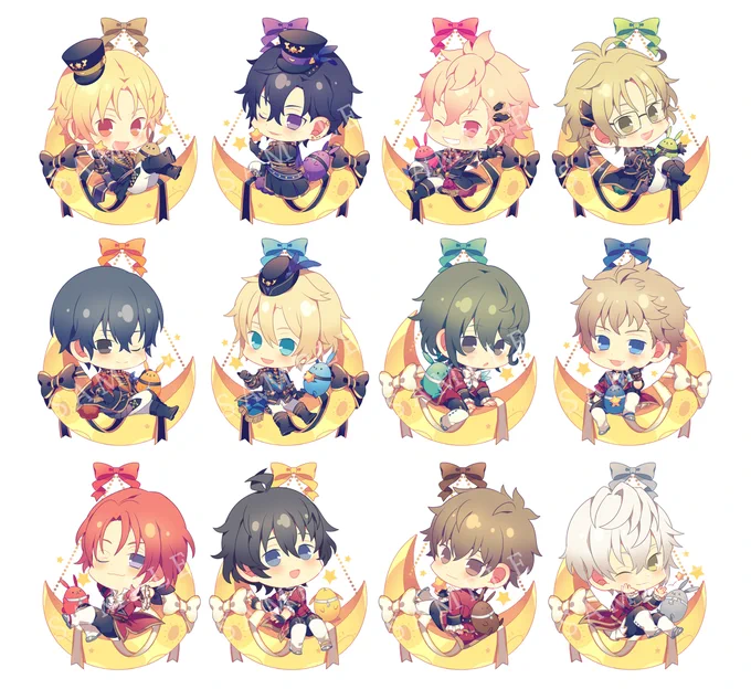 【告知】1月27日(水)～3月8日(月)開催『ツキウタ。 THE ANIMATION 2 ×グッドスマイル× animatecafe』のグッズイラスト描き起こしを担当させていただきました!月に乗って揺れるアイドルさん達を楽しんでいただければ嬉しいです✨ 