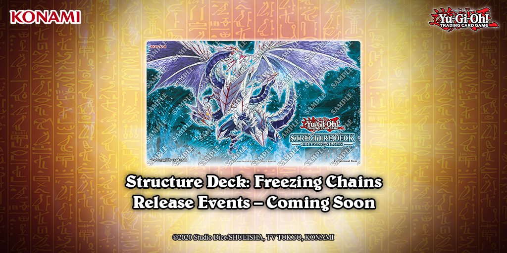 YuGiOhCardEU's tweet photo. Attention Duelists!
Celebrate the release of Structure Deck: Freezing Chains by playing in one of our Release Events!
Here's a look at the Game Mat you could win!
More information here: https://t.co/CVbsQm8q43
#YUGIOH #YuGiOhTCG #StructureDeckFreezingChains #ReleaseEvents https://t.co/gUGwQENLYL