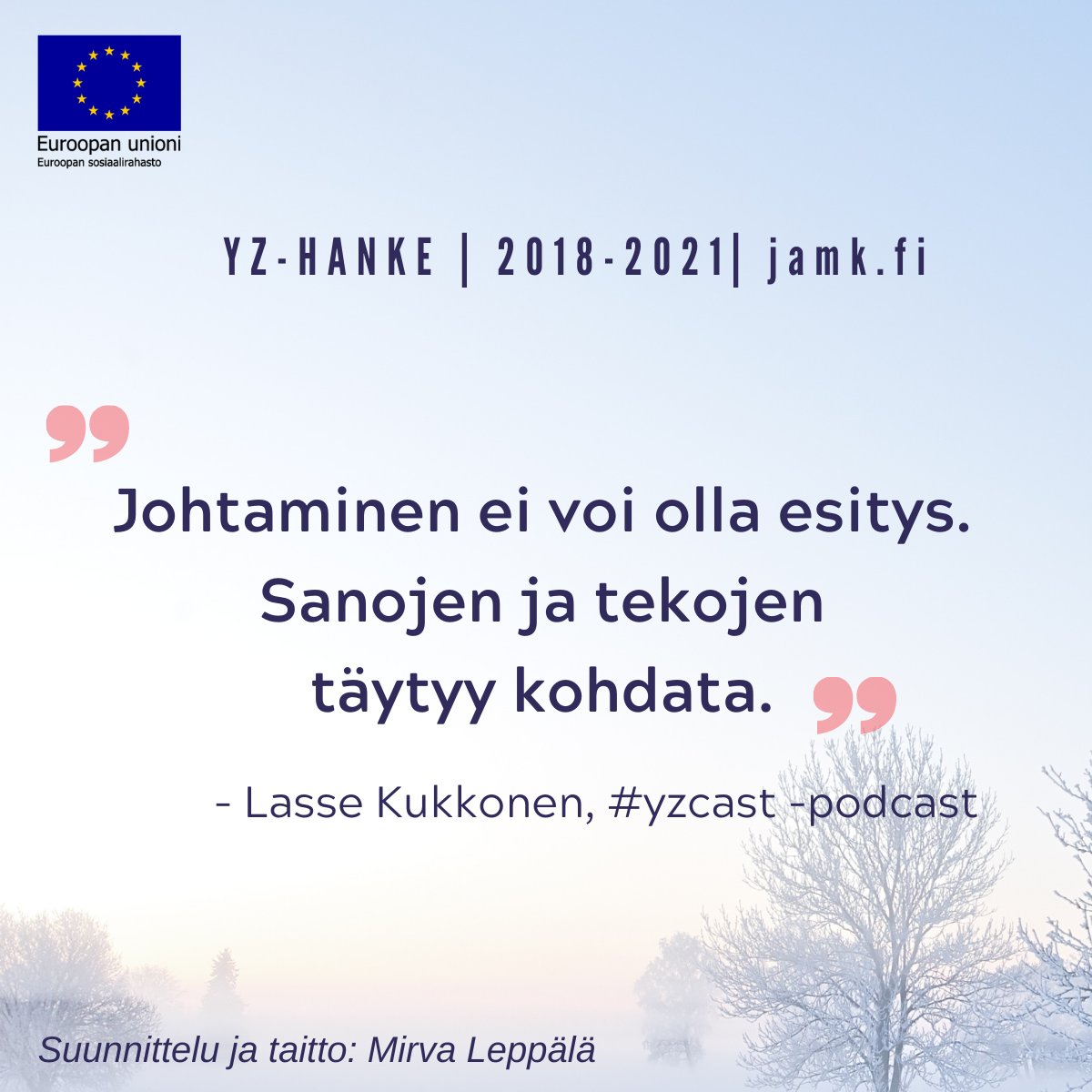 etevajohtaminen's tweet photo. Tänään #yzcast -podcast vieraana entinen jääkiekkoilija ja nykyinen valmentaja Lasse Kukkonen @Kukkolasse5.
#tiiminmerkitys #esimerkilläjohtaminen #tuloksellisuus
#ainaeivoita #muutaitsesi #luota
https://t.co/LtJ6INQj0t
#yzsukupolvi #milleniaalit #johtaminen #jamk
@JAMK_fi https://t.co/0IyFFASJGa