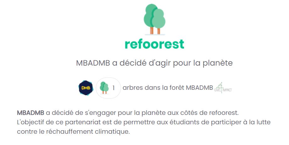 Avec <a href="/refoorest/">refoorest</a> :
♻️Réduis ton empreinte carbone
🌲Participe à la reforestation
🌍Fais un geste pour la planète

Il te suffit de télécharger l'extension chrome suivante :
👉chrome.google.com/webstore/detai…

#MBADMB #VisionaryDay #TechForGood #mbadmbplantyourtree