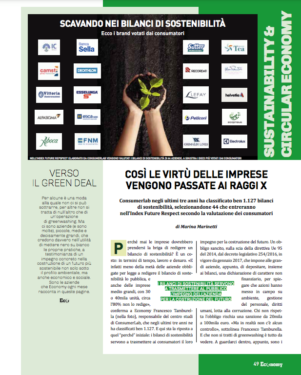 Consumerlab1's tweet photo. Le #Imprese che hanno presentato i bilanci sono rimaste sorprese dal riscontro mediatico ottenuto e dalla partecipazione nei social. Anche i #Consumatori hanno scoperto di non essere solo obiettivi da conquistare.
Il nostro #Index2020 sul numero di gennaio di @Economy_Mag ⬇️ https://t.co/jNgQyuPPKS