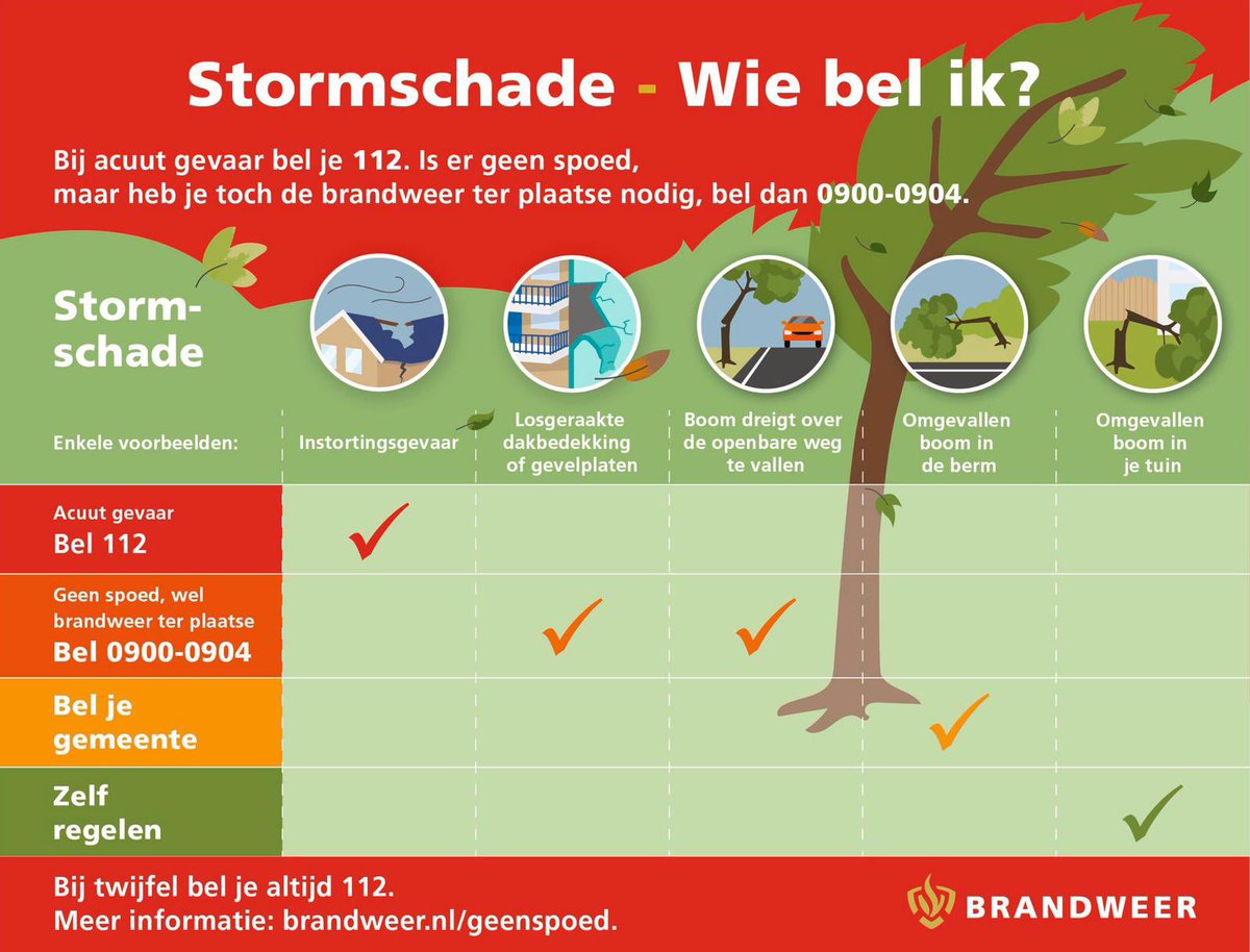 De harde #wind zorgt verspreid over de regio voor wat overlast. Op meerdere locaties zijn onze eenheden ingezet (geweest) om omgevallen bomen te verwijderen. Sinds 04.45 uur ontvingen wij ca 20 meldingen van #stormschade.