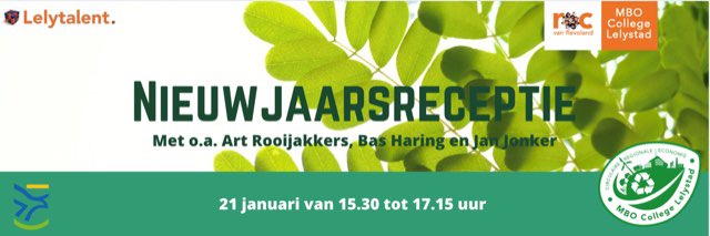 Vanmiddag de nieuwjaarsreceptie van Lelytalent en CRE  met interessante thema’s en sprekers.  
Hier alvast de link om vanmiddag vanaf 15.30 u mee te kijken en vragen te stellen vimeo.com/500425587/41dd…
