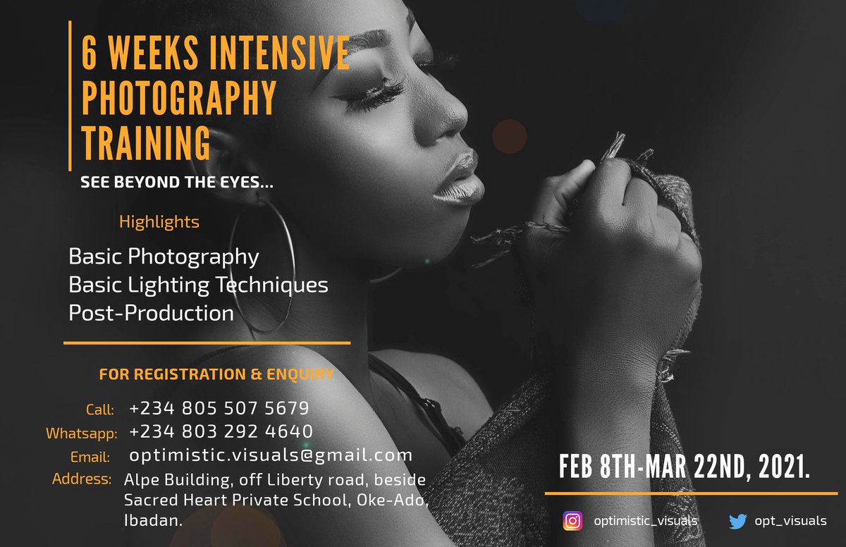 Opt_visuals's tweet photo. The Basic Photography Training is here again as we learn and relearn about the beautiful art. 

Ibadan Classes: 8th Feb. - 22nd Mar., 2021.

For enquiries and payments:
https://t.co/F7KzeCterM or call +2348032924640

We take your photography experience to a whole new level... https://t.co/3b4GGHMz3U