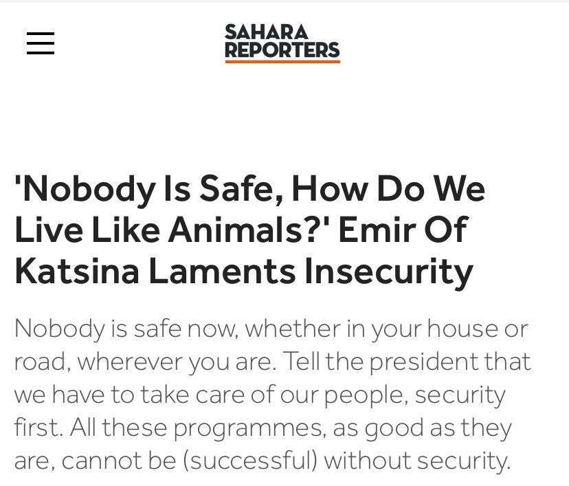 MaziNnamdiKanu's tweet photo. "I have not seen this kind of country; how do we live like ANIMALS" - Emir of Daura.

Call a spade a spade. It’s not a country; it’s a #Zoo. But there’s an alternative: #Biafra #Oduduwa #Arewa #Kwararafa #KanemBornu or else you will continue to live like animals https://t.co/ubKMzjpQ3z