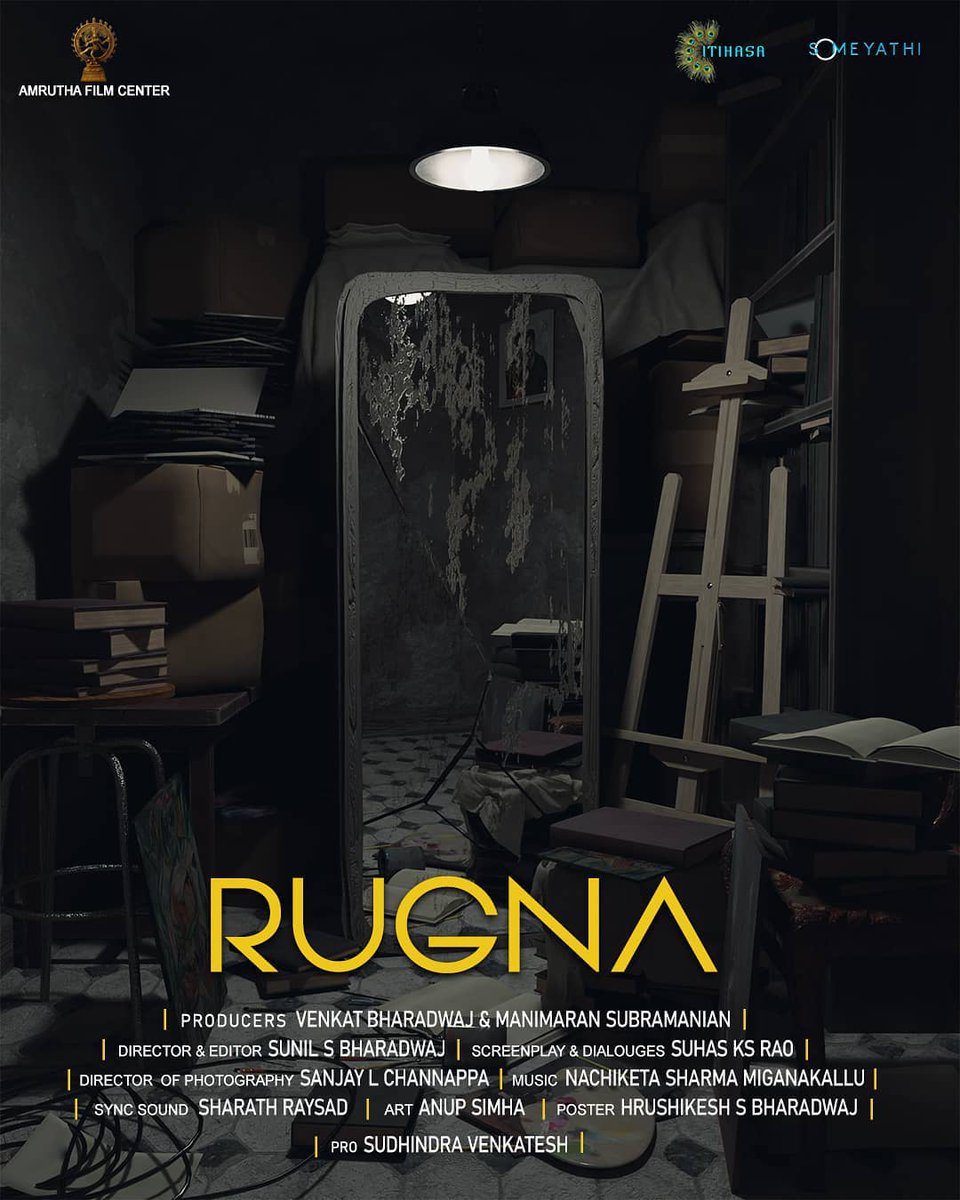 wekafawa's tweet photo. Here's the title poster of #Rugna, a psychological thriller presented by @_Itihasa_ &amp; @someyathi. 

May this be a huge success guys!! 😃🎉👌😍

#KannadaFilm #FeatureFilm #Itihasa #Someyathi #Kannada https://t.co/4lkippFF0n