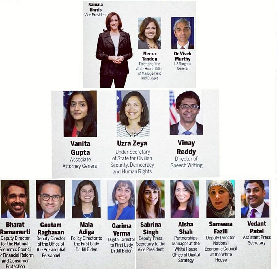A proud feeling to see so many #indian - #Americans in #USPresident #joebiden2020  admin

All the very  best to each one of you !