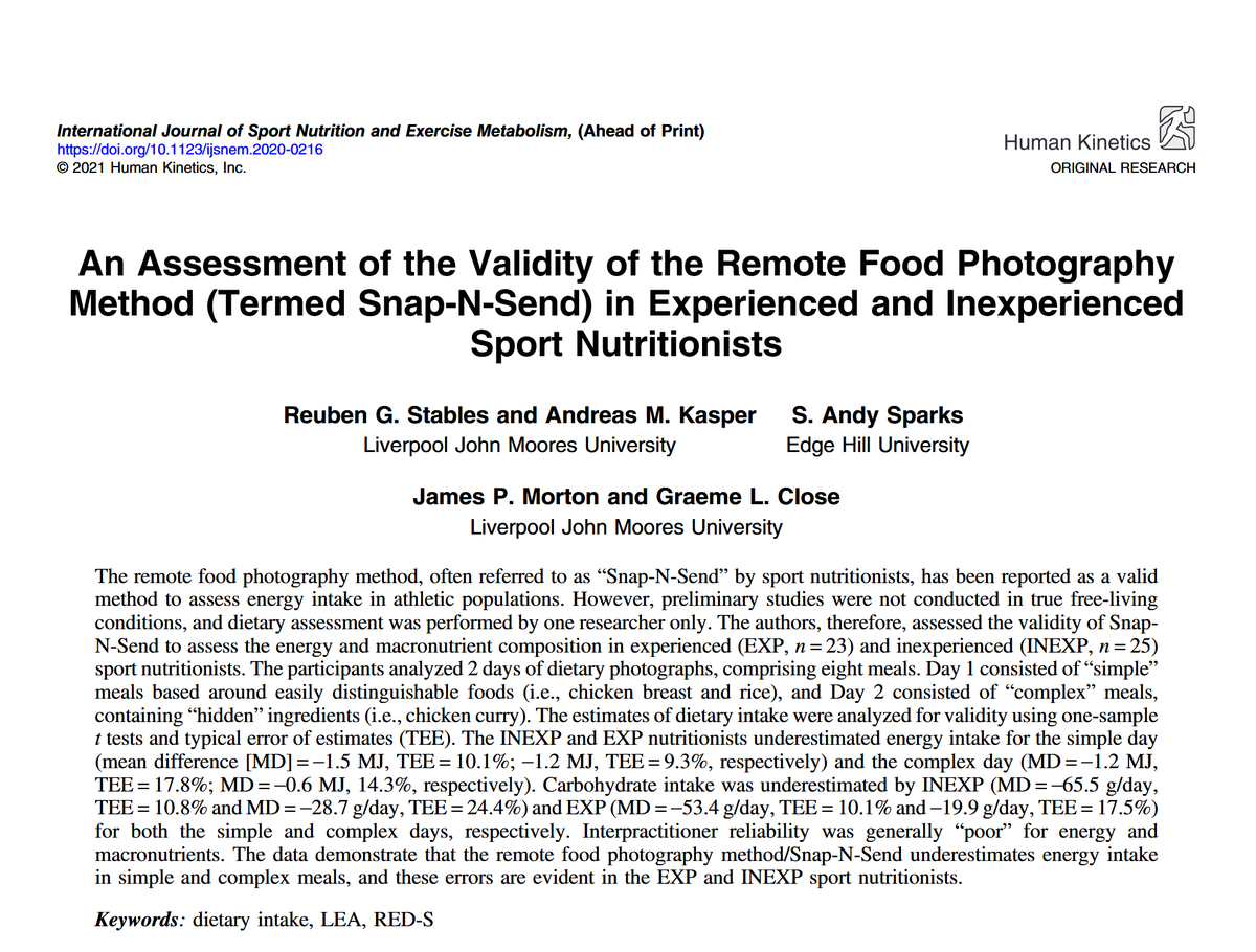 close_nutrition's tweet photo. Great to see our latest paper in press from @LJMUNutrition  with @JamesyMorton @Andy_Kasper @sparks_andy and @StablesReuben .
Ever wondered how accurate remote food photography method (Snap-N-Send) is in sport nutrition? If so have a read here https://t.co/yzAZ3gQEAG https://t.co/29228l0U3M