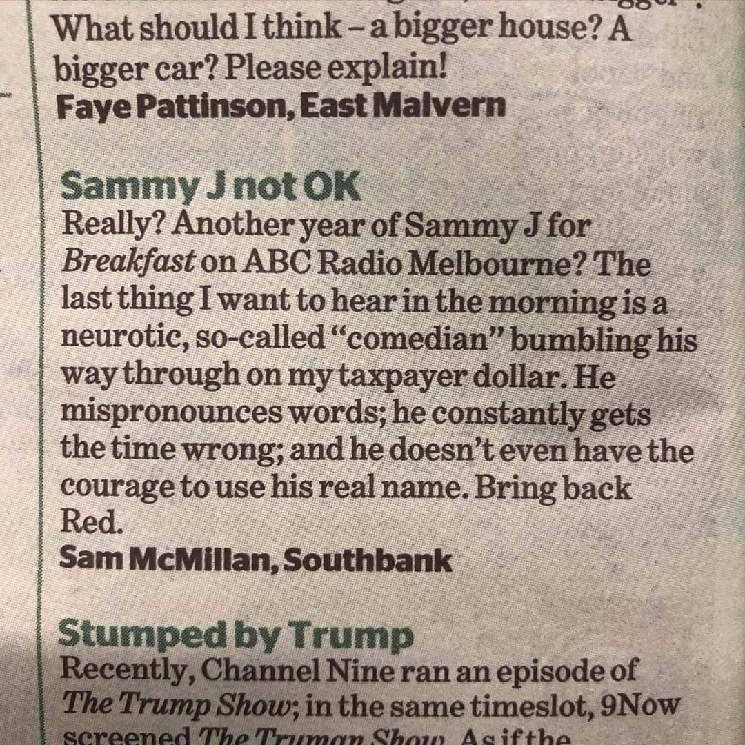 qwismcc's tweet photo. @sammyjcomedian wrote a complaint letter in the @GreenGuideTV about ...well... @sammyjcomedian 😂 https://t.co/J8ydoOrGMh