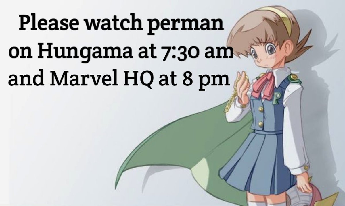 AnimeCreator7's tweet photo. Perman Anime is back .

Please watch perman on tv 

Hungama 7.30 Am 

Marvel Hq at 8.00 P.m 

#indiawantsperman
#permandekhakya

@DisneyIndia https://t.co/uHXekDjmMd