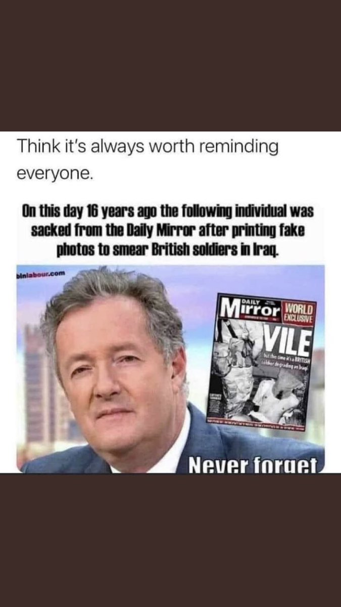 10secondcarry's tweet photo. #gmb piers Morgan , when are you going to apologise for hacking a dead girls phone and printing fake pictures of our troops https://t.co/vjBjVwn6Df
