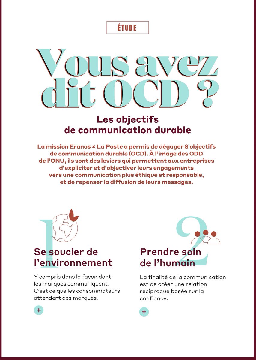 Ot_nora's tweet image. Vous connaissiez les #ODD Objectifs de Développement Durable de l’@ONU_fr 

Voici les OCD les OBJECTIFS de #COMMUNICATION DURABLE 
A lire dans l’excellent numéro du Magazine de @LaPosteBusiness sur l’attention des publics

fr.zone-secure.net/125068/1268390…

 #comresponsable #slowcontent