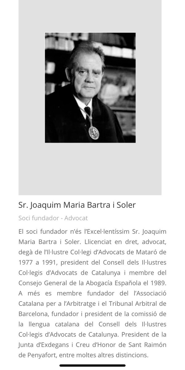 JuristesDDHH's tweet photo. Ahir ens va deixar el nostre referent, Joaquim Mª Bartra,advocat,degà emèrit @Ica_Mataro i @conselladvocat ferm defensor d les llibertats d Catalunya i d la cultura.
Creu d’Honor S.R.Penyafort,fundador de l’Associació Catalana per a l'Arbitratge.
Sempre entre nosaltres company. https://t.co/EeNFulyVIW