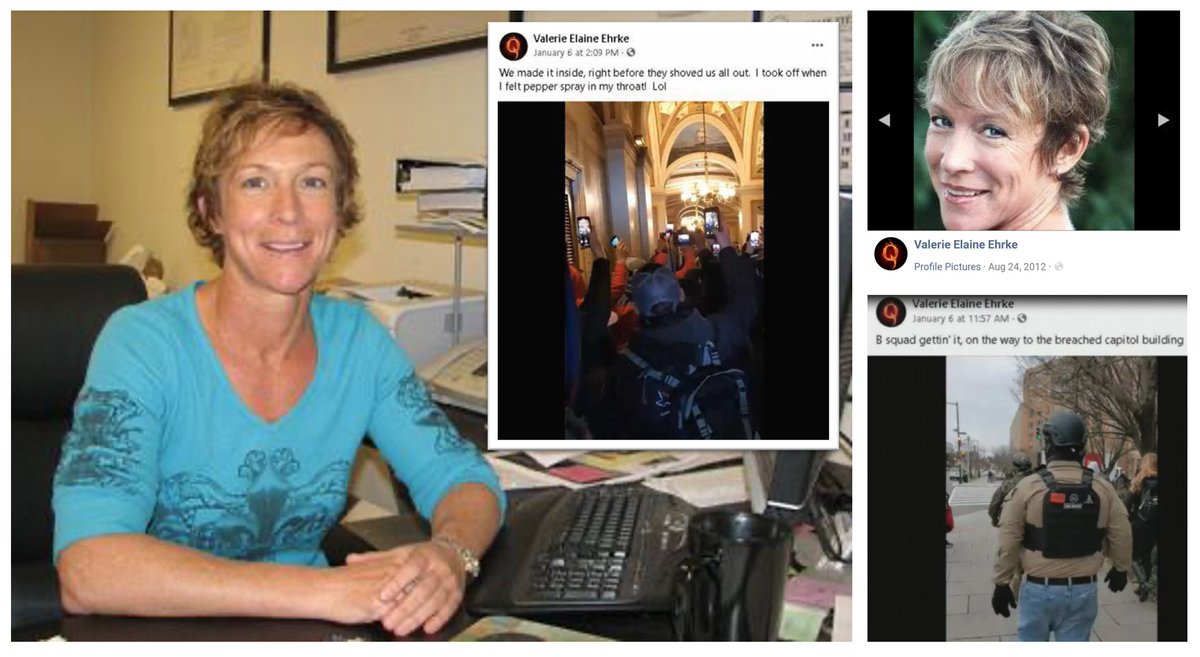 Valerie Elaine Ehrke from Arbuckle California posted videos to FB showing people entering the Capitol with a caption reading, ‘We made it inside, right before they shoved us all out. I took off when I felt pepper spray in my throat! Lol!" She's arrested.  https://fox40.com/news/local-news/two-northern-california-residents-charged-with-storming-us-capitol/