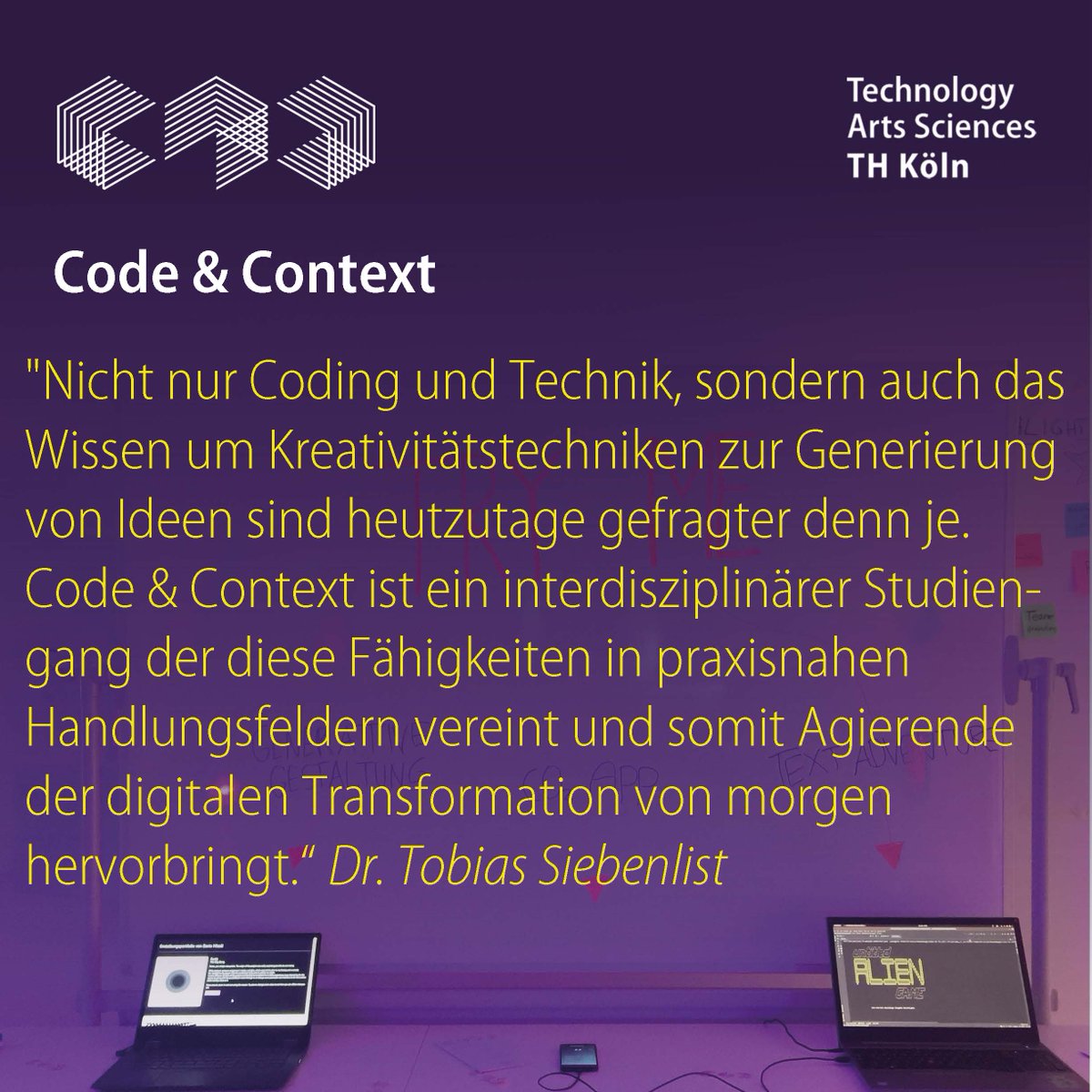 codeandcontext's tweet image. Dr. Tobias Siebenlist, Lab Lead beim OK Lab Düsseldorf, über Code &amp;amp; Context. Danke
Code for Germany @codefordus @OKNRW
#codeandcontext #coco #studieren #design #coding #thkoeln #koeln #cologne #info #studieninfo #studium #bachelorstudiengang #bewerben #bewerbung #studierennrw