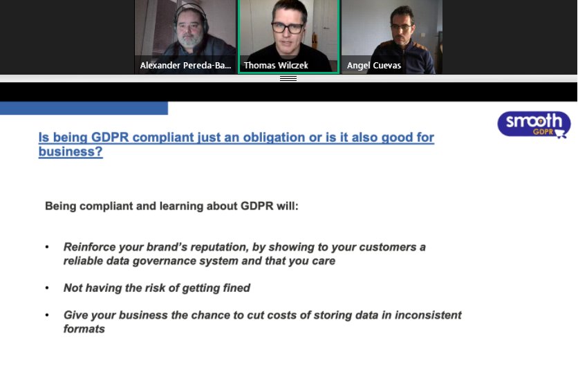Thomas Wilczek, Project Manager for SMOOTH at <a href="/FundingBox/">FundingBox</a>, at our Final Event:

"Now #customers are aware of their rights. So actively showing that you are #GDPR Compliant, that you care about their data is indeed an added value"

#SMOOTHConference #SmallBusinesses