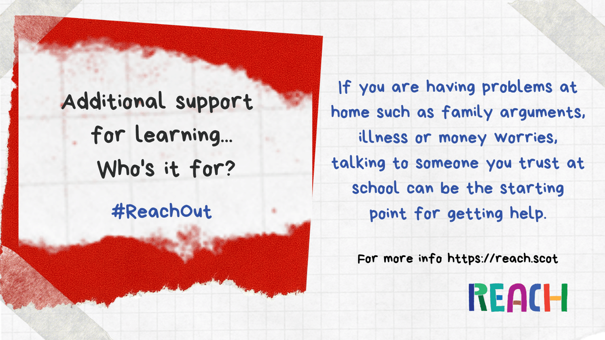 Reach_Scot's tweet photo. People sometimes think only pupils with a diagnosis or a particular condition can get #AdditionalSupportForLearning in school.

But there are lots of reasons why you might need extra support with your learning at school sometimes.

Here are a few 👇
https://t.co/zCIGR3QBrZ https://t.co/UgwDs9lVA1
