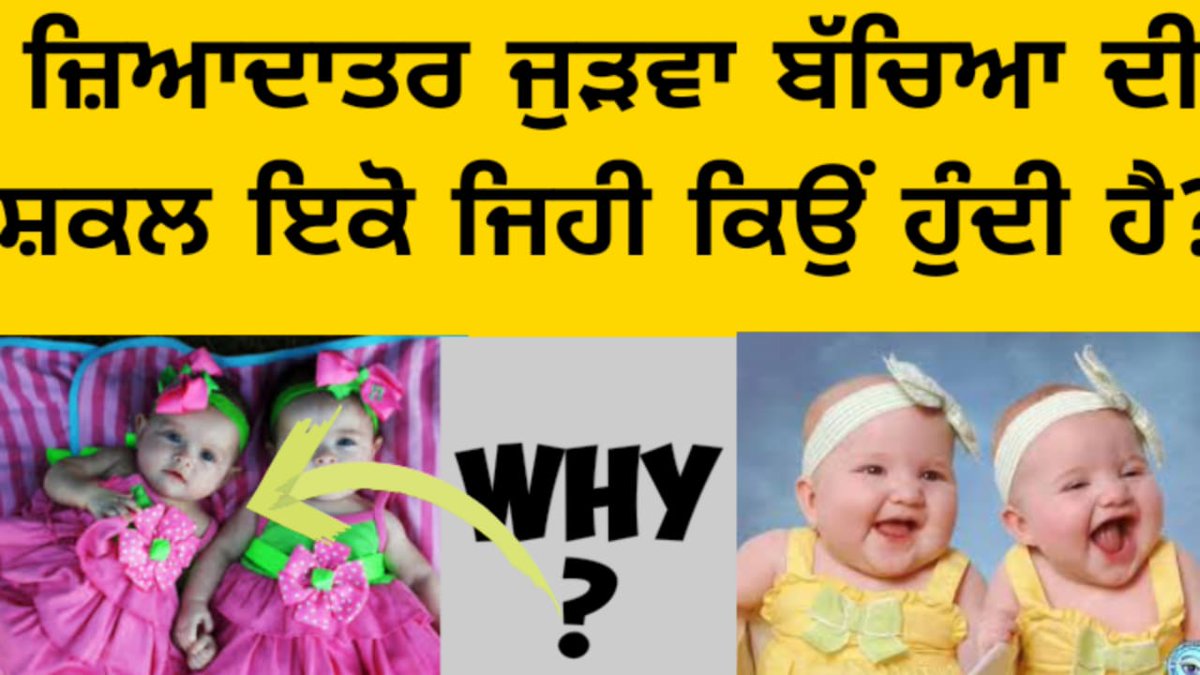 TalksPunjab's tweet photo. ਕੀ ਤੁਹਾਨੂੰ ਪਤਾ ਹੈ ਕਿ ਜ਼ਿਆਦਾਤਰ ਜੁੜਵਾ ਬੱਚਿਆ ਦੀ ਸ਼ਕਲ ਇੱਕੋ ਜਿਹੀ ਕਿਉ ਹੁੰਦੀ ਹੈ ?

https://t.co/Qn2fAxPMHP

#SushantDay
#13YearsOfSidharthInITV
#PehlePyaarKaPehlaGham
#ssrbirthday
#100MillionHeroesWithSRK 
#Sensex
#twinsbaby
#facts https://t.co/c2zzly1nZD