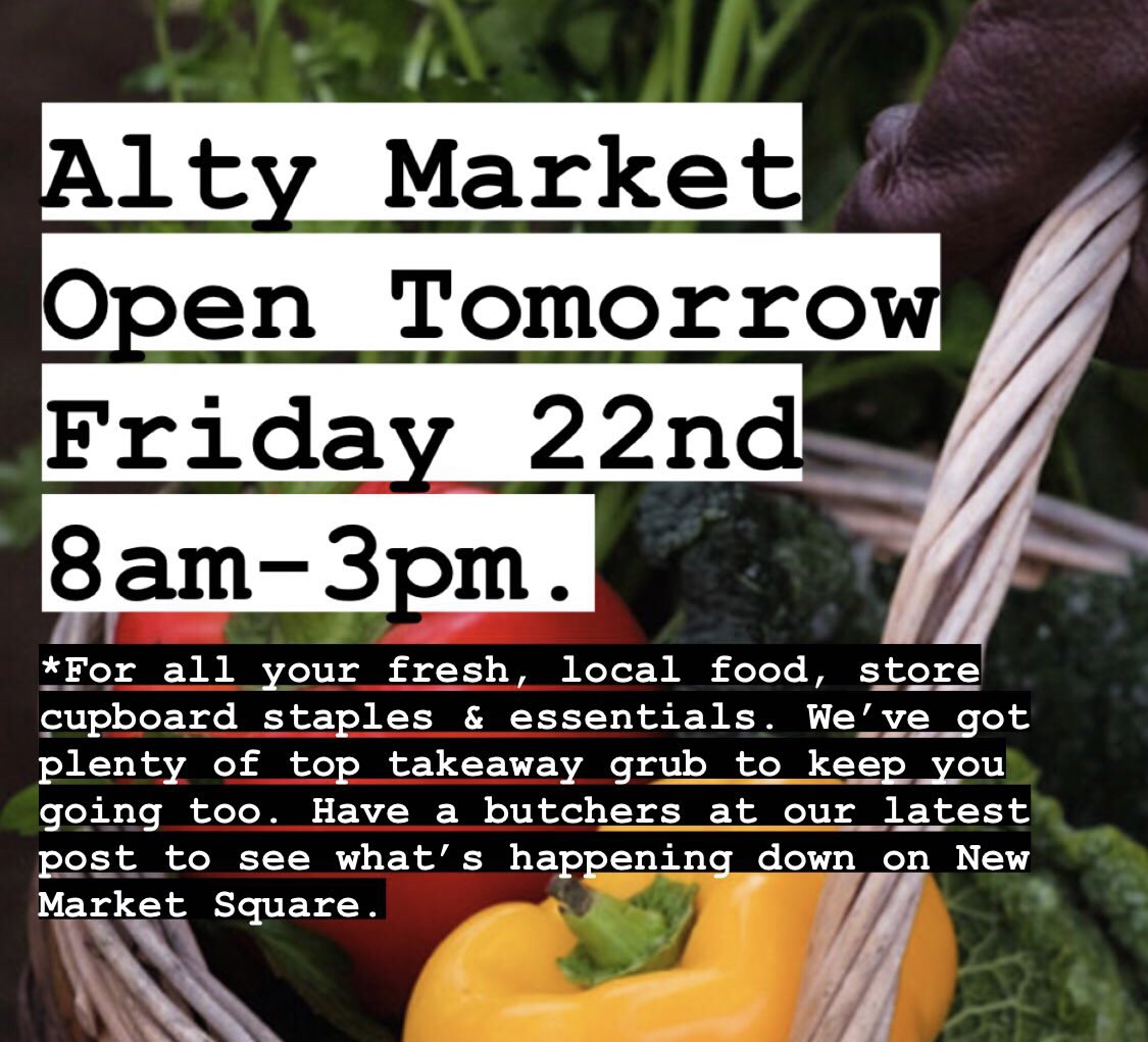 We’re open Friday 22 &amp; Saturday 23 8am-3pm. We’ve got all your fresh, local food, store cupboard staples, essentials &amp; takeaway food &amp; drink. 

*Please observe social distancing when shopping. Please wear a face covering. Please use the yellow footsteps to help you queue safely.
