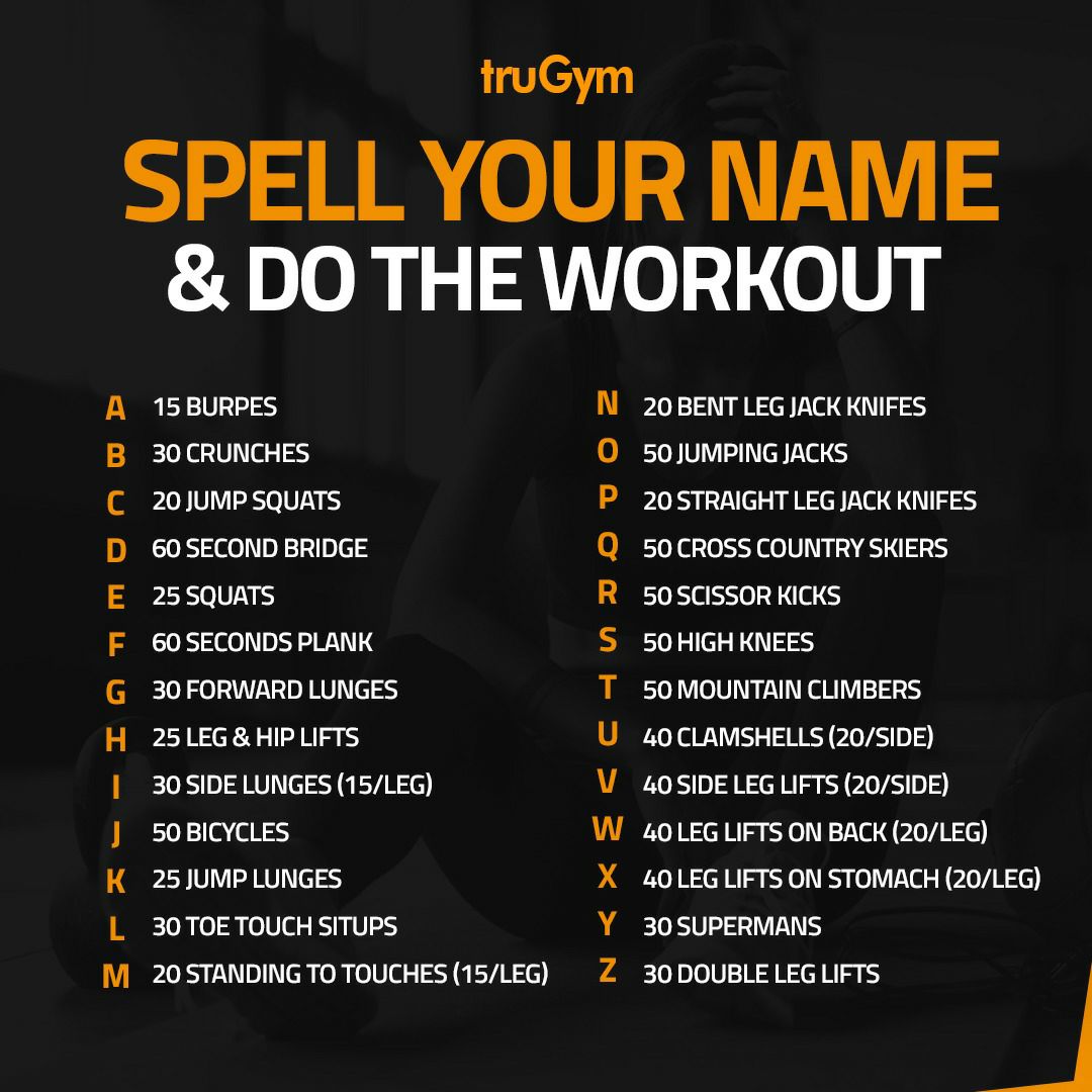 Trugym Happy Thursday Guys Need Some Workout Motivation Spell Your Name Write The Exercises And Try To Do As Many Rounds As Possible In Minutes