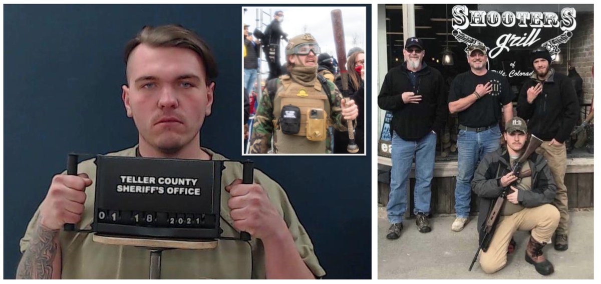 Robert Gieswein, 24, surrendered himself in Colorado. He “assaulted and intimidated” Capitol Police with a baseball bat & sprayed an officer with a canister. He appears affiliated with a radical militia group known as the Three Percenters.   https://denver.cbslocal.com/2021/01/18/robert-gieswein-woodland-park-accused-assaulting-officer-riot-capitol/