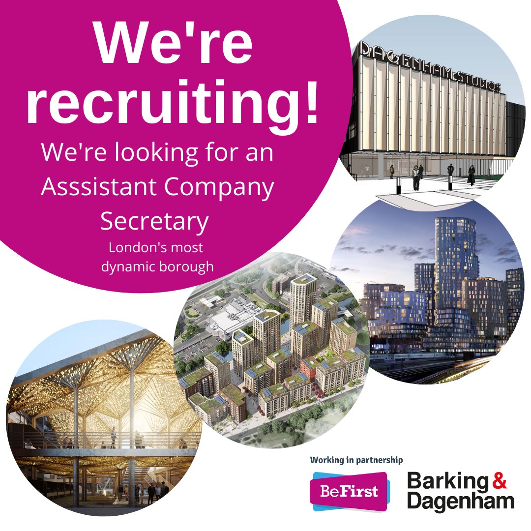BeFirstLondon's tweet photo. We're looking for an Assistant Company Secretary to support us to deliver a dynamic #companysecretary service for the most exciting new companies in London: Be First, the Reside Group and B&amp;D Energy in #Barking and #Dagenham. @lbbdcouncil 
https://t.co/rcMGcBMW4x https://t.co/CtZvYxDhRf