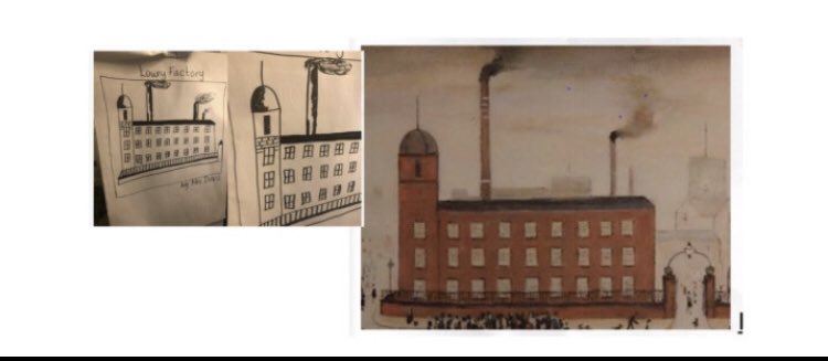 LydgateY6H's tweet photo. Y6 have learnt about Lowry and his style of painting. They sketched a building using one of his paintings for inspiration. https://t.co/xTTW5np5gL