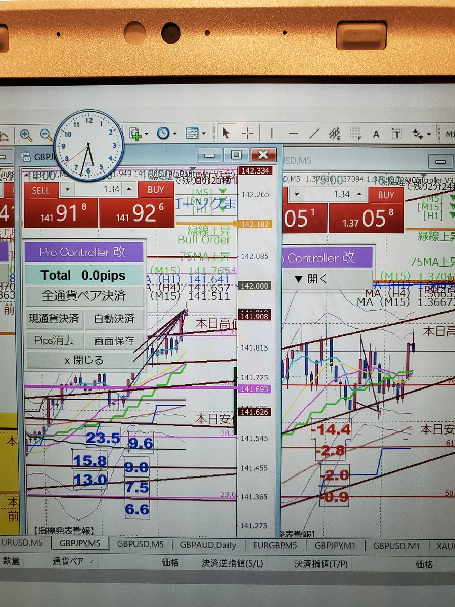 Tribe146158448's tweet photo. 16時30分過ぎから上値アタックしそうなポン円、ポンドルlong昨日は上位足MAに逆らってショートして偉い目にあったので🥵17時前に下に振られポンドル損切り、その後、再度ポンドル入るも波長合わず損切りで17時31分にポン円も逃げ🙂#及川式 https://t.co/bMYd0YCFTX