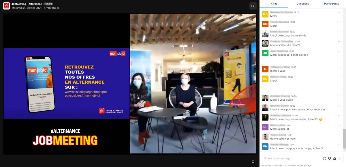 CaissEpargneBPL's tweet photo. Retour en images sur notre événement à distance le #JobMeetingAlternance ! Un grand merci aux 1️⃣4️⃣0️⃣ étudiants inscrits pour cette manifestation dédiée à l'#alternance ! 🎙️💬🌅

Retrouvez nos offres sur :
👉 https://t.co/AYPuyvEMsN 👈

#icijemesensUTILE #monjobici ✅ https://t.co/GRX3OL5DW5
