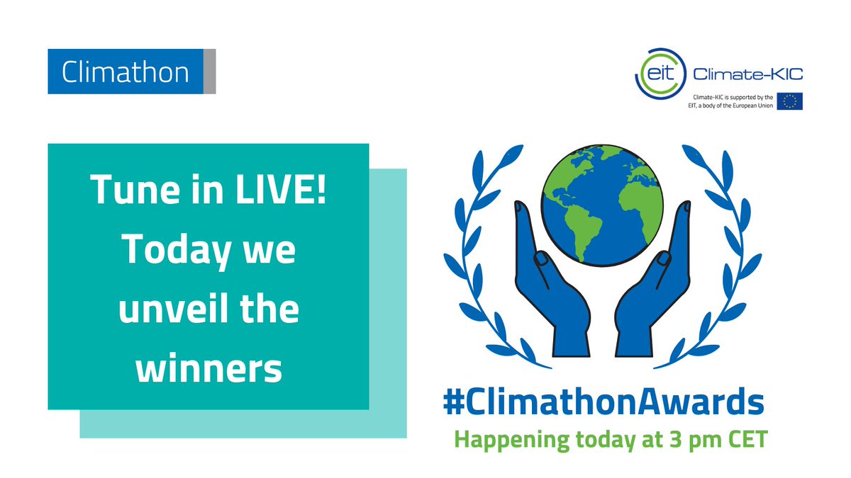We're excited to present the #ClimathonAwards live from our studio, at 3pm CET.

A virtual event that will celebrate the #Climathon community around the world with:
👉announcement of the winners
👉keynote speeches
👉lightning round with our guests

📌Watch bit.ly/3sxVNpL