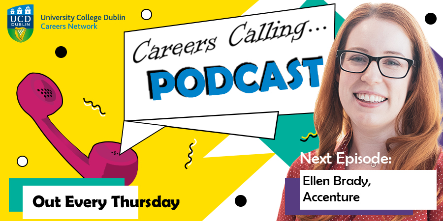 UCDCareers's tweet photo. Season 2 is OUT!

Ellen Brady, @Accenture_Irl, talks to Careers Calling about Wellness in the Workplace. If you are interested in a consulting role or the topic of wellness, this is the episode for you.

Listen https://t.co/IAbHQFSg3G
Spotify https://t.co/dMLGibd3iG

#podcast https://t.co/9hk1XNKaD5