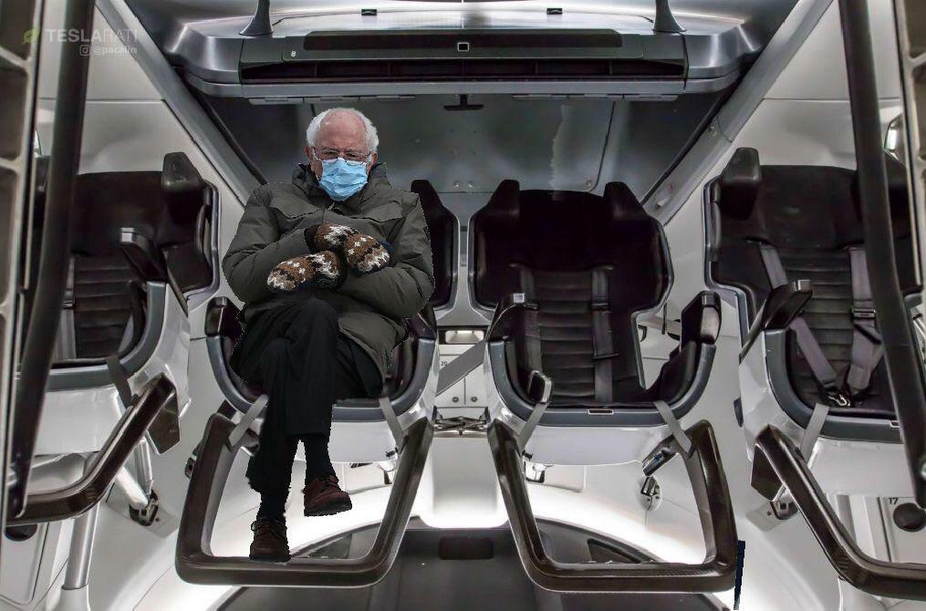 SpaceXMR's tweet photo. Bernie when there’s a scrub #SpaceX https://t.co/GBC5mWNuFq https://t.co/OW1Y8SBacG