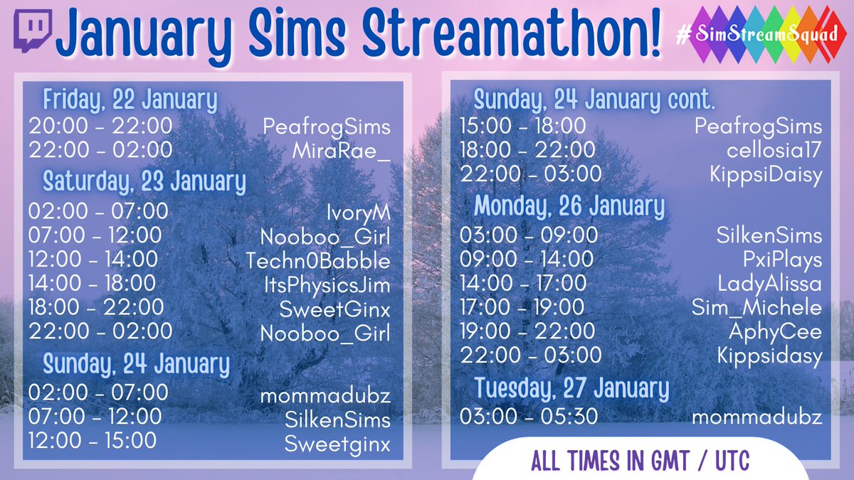 itsphysicsjim's tweet photo. This weekend is another fab streamathon with the @SimStreamSquad! π₯°β¨
Absolutely amazing streamers with awesome Sims content (well- and me)! Catch em live and say hello!
I'm 2pm- 6pm Saturday (GMT)! πβ¨
π§‘πππππ§‘ππππ
#twitchstreamer #simstreamsquad https://t.co/p3S8eIlfOW