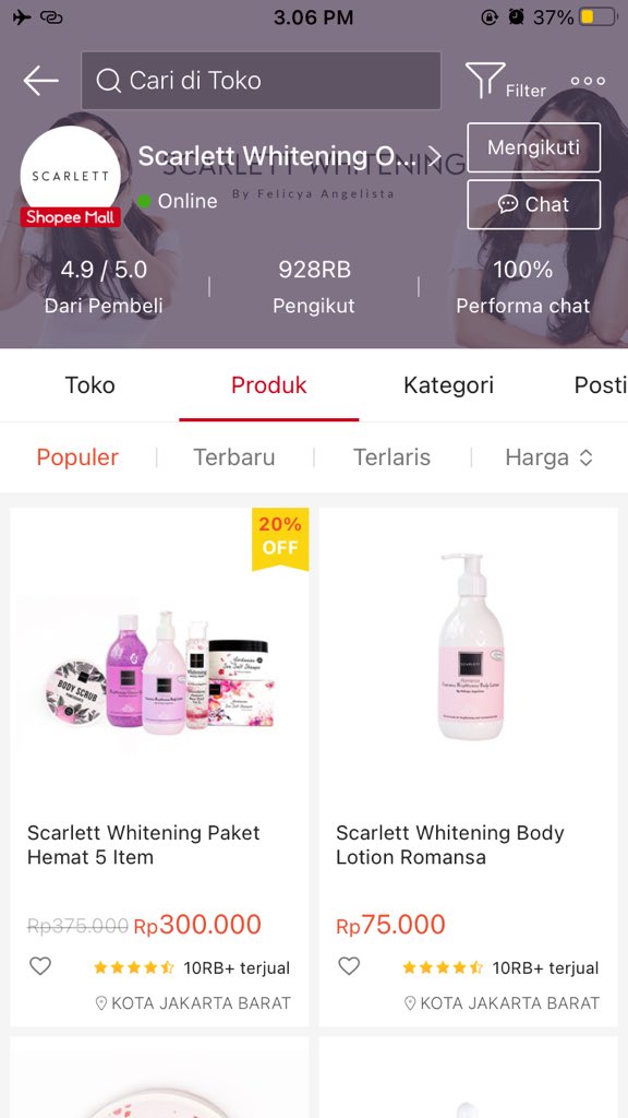 Untuk harga per produk nya cuma 75k loh dan kalian bisa order di shopee official store nya
