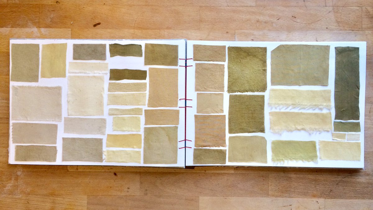 studioslowlane's tweet photo. More naturally dyed fabric samples in handmade tape-sewn album.

All leftover from my natural dye sample cards. No colour order (maybe a little - I can’t help myself) or reference - just a book of natural colour. 

#naturalcolour #naturaldyes #naturaldyeing #shimacho #samplebook https://t.co/d8M2cdw90P