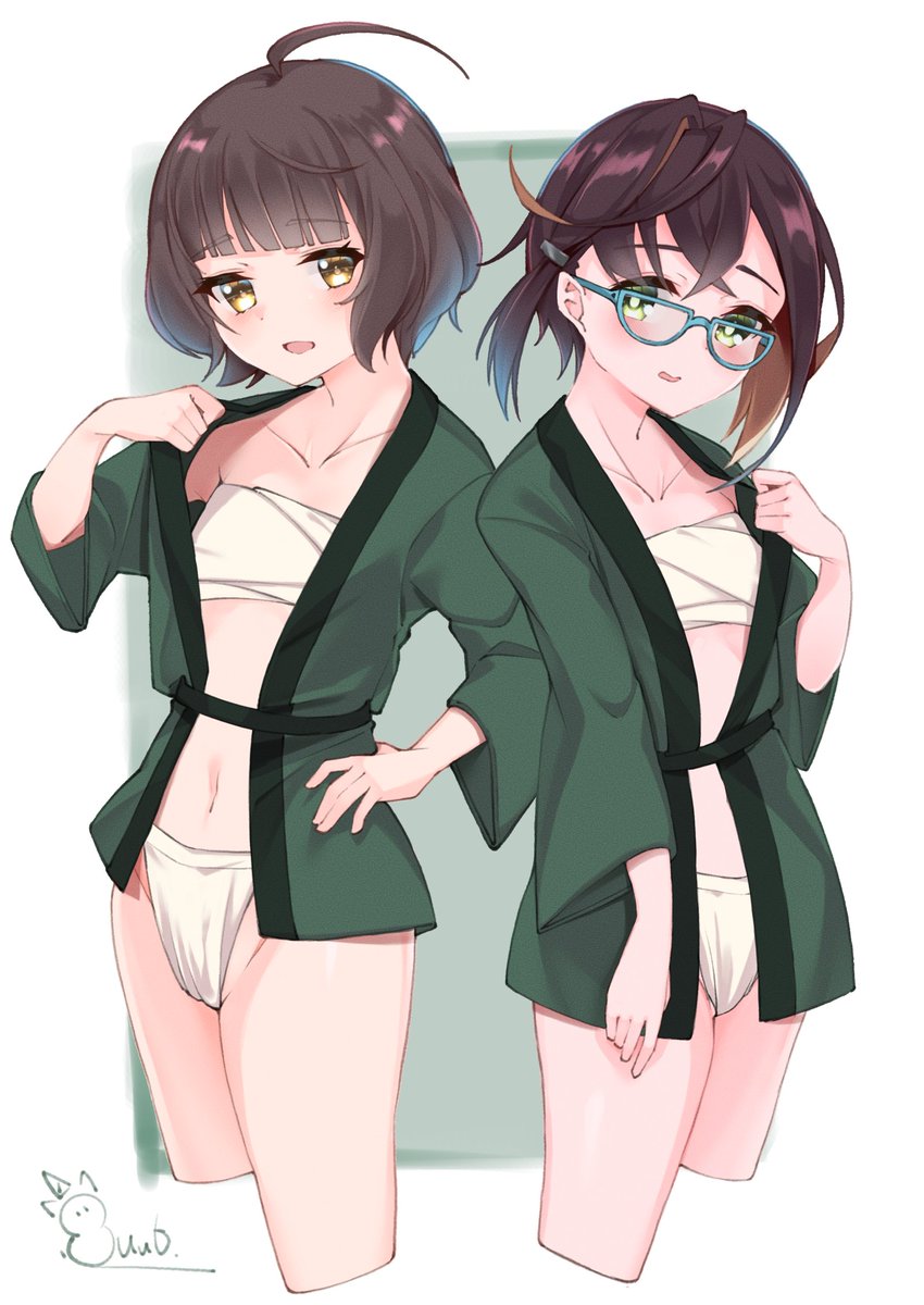 岸波(艦これ) ,沖波(艦これ) 「skebで描いた法被な岸波ちゃんと沖波ちゃんです 」|Uut．💉×4のイラスト