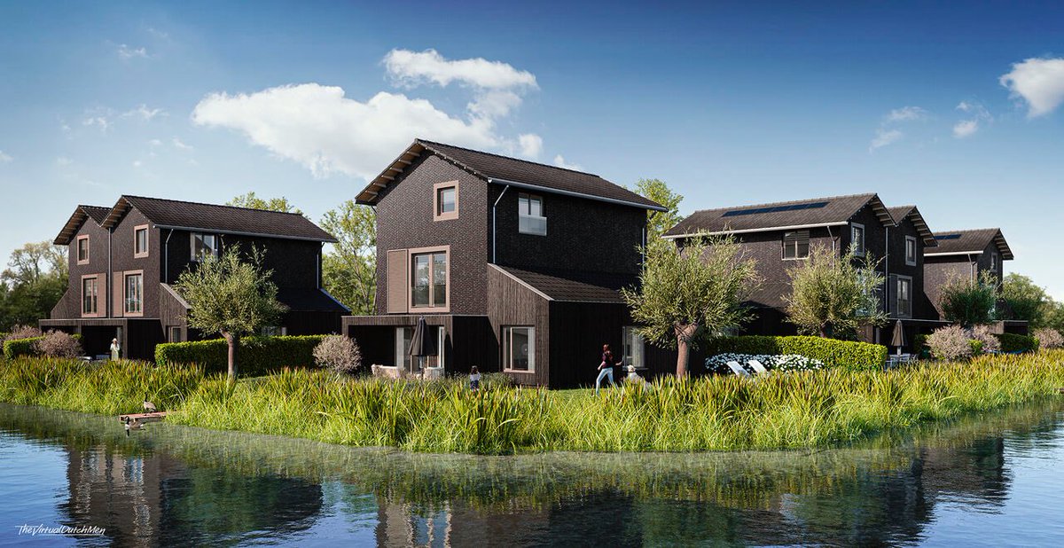 Uniek wonen aan het water! Project Het Riethof in Ter Borch Eelderwolde gaat binnenkort in verkoop. Het ontwerp is van @BDGarchitecten. De woningen worden gerealiseerd door VDM Wonen.
