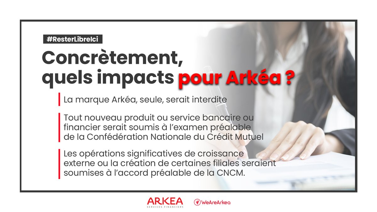 WAA|Actus (@wearearkea) on Twitter photo ❓ On vous parle de Décision à Caractère Générale. Mais savez-vous pourquoi ?
La Confédération Nationale du Crédit Mutuel a un projet (DCG) qui, en cas d’adoption, entraverait, notamment, la liberté d’entreprendre de notre groupe <a href="/cmarkea/">Crédit Mutuel Arkéa</a>.
#ResterLibreIci #Autonomie😏 ❓ On vous parle de Décision à Caractère Générale. Mais savez-vous pourquoi ?
La Confédération Nationale du Crédit Mutuel a un projet (DCG) qui, en cas d’adoption, entraverait, notamment, la liberté d’entreprendre de notre groupe <a href="/cmarkea/">Crédit Mutuel Arkéa</a>.
#ResterLibreIci #Autonomie😏