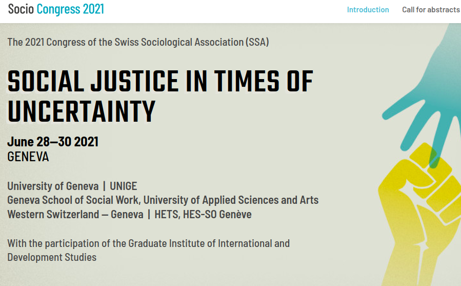Et j'oubliais la Conférence de la Swiss Sociological Association, du 28 au 30 juin à Genève. Deadline le 29/01 !  https://sociocongress2021.ch/&nbsp; (9/8)