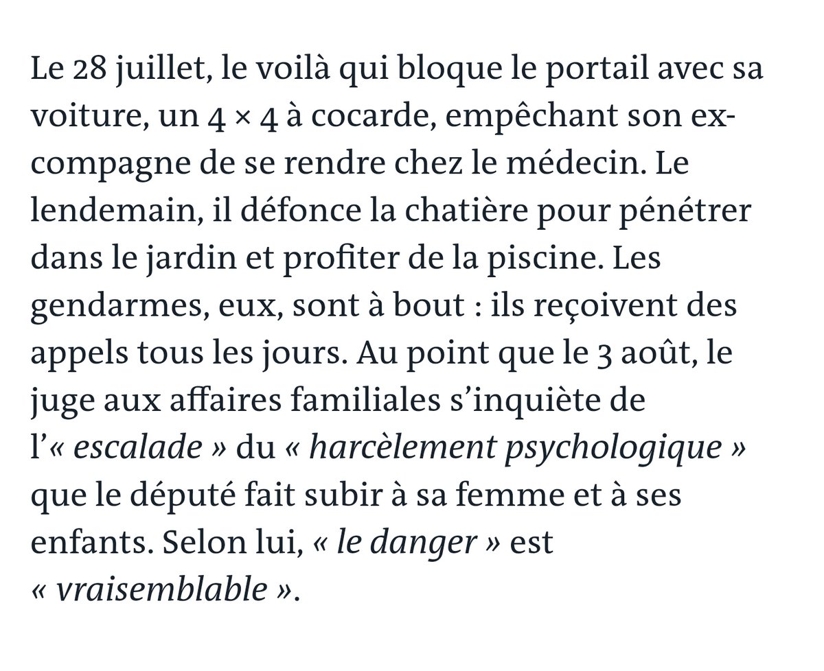 Brevesdepresse's tweet photo. ⚡SUIVI - « Avec le quart de ce qu’il a fait, n’importe qui aurait été placé en GAV, mais lui, il est protégé par l’Assemblée nationale... » une source judiciaire au Monde au sujet du député Benoit #Simian, soupçonné de harcèlement sur son ex-femme. https://t.co/XcFIwBtD7I https://t.co/CLRQJMpNNj