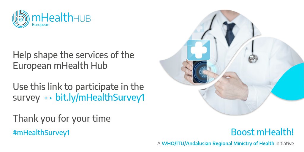 With just a few answers you are able to influence the development of the <a href="/EUmHealthHub/">European mHealth Hub</a> as a
knowledge centre for #mHealth in Europe! 

Short survey: bit.ly/mHealthSurvey1

#mHealthSurvey1