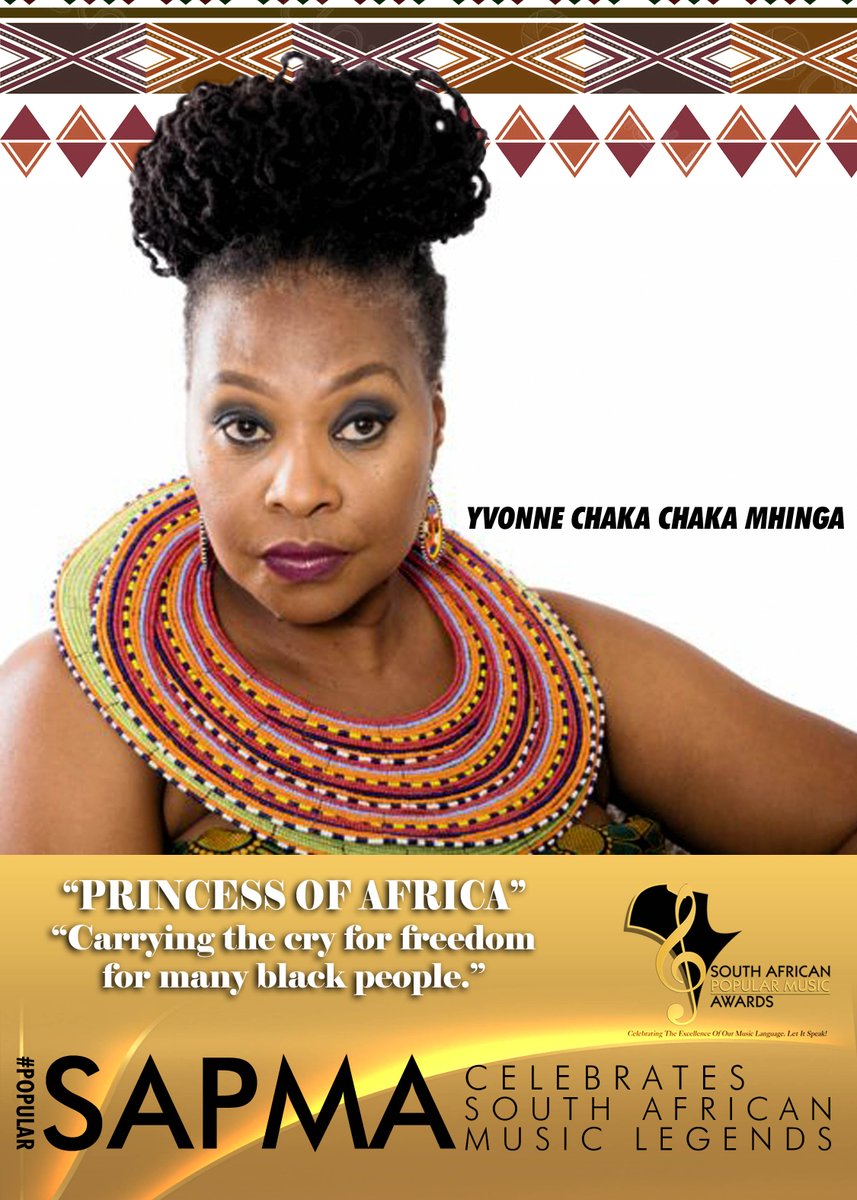 TheSAPMAs's tweet photo. Affectionately called, “Princess of Africa,” @YvonneChakaX2
Through music, her lyrics resonated with freedom fighter during the apartheid years.
Post apartheid she took to using her influence for humanitarian good.
We celebrate a queen today!
#SAPMA #Popular #Music #Decade #Arena https://t.co/foJdZBg5yj