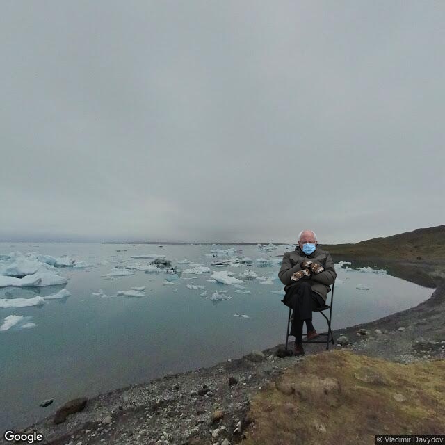 LavaCentre's tweet photo. Bernie at Jökulsárlón, Iceland. #BernieSanders #grumpychic #diamondbeach 
Via @nick_sawhney at https://t.co/FUVdTk51dp https://t.co/9JvsG9FShX