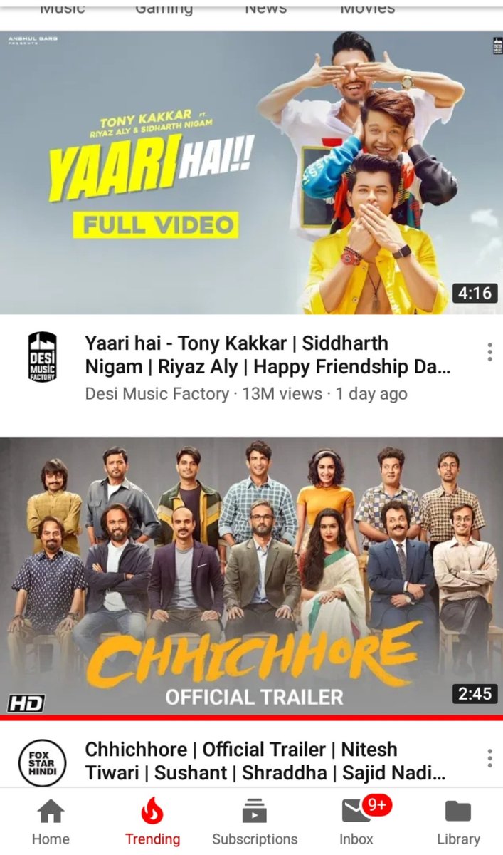 I have some screenshots of those times when his videos were trending on Youtube #SushantDay